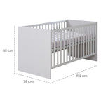 Babyseng Lea 70 x 140 cm med 3 høydeinnstillinger grå med uttakbare spiler