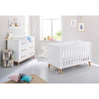 Babyseng og stellekommode Riva ekstra bred 70x140 cm forfra