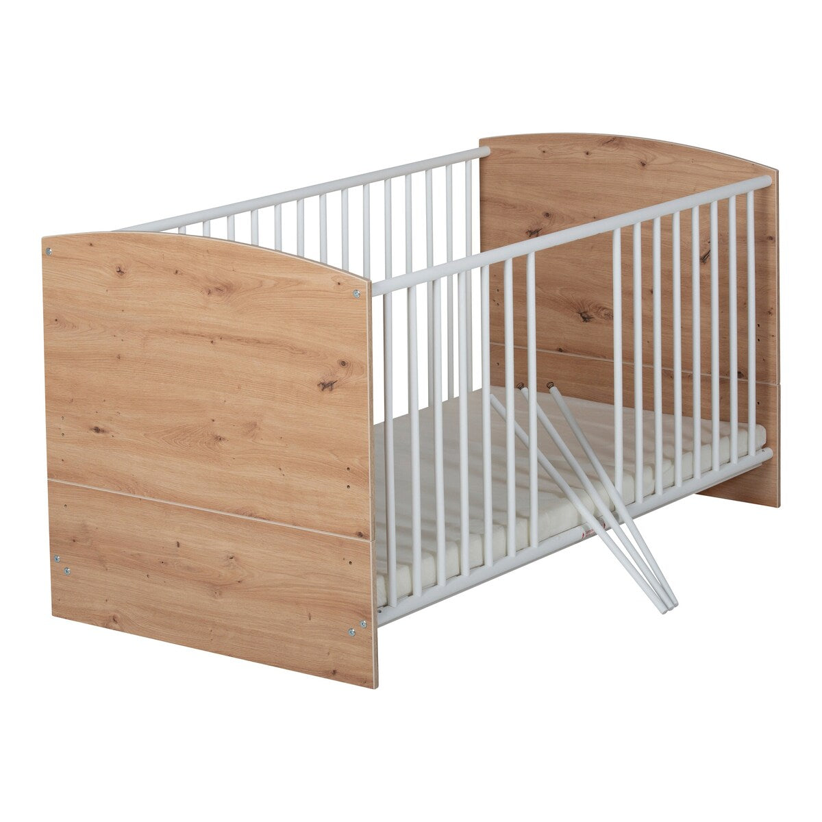 Babyseng Pepe 70x140 cm, kombiseng med juniorseng-ombygging bakside