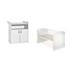 Babyseng og stellekommode Classic White 70x140 cm forfra
