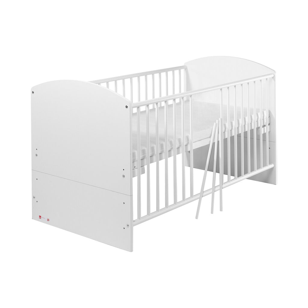 Detalj av babyseng og stellekommode Classic White 70x140 cm