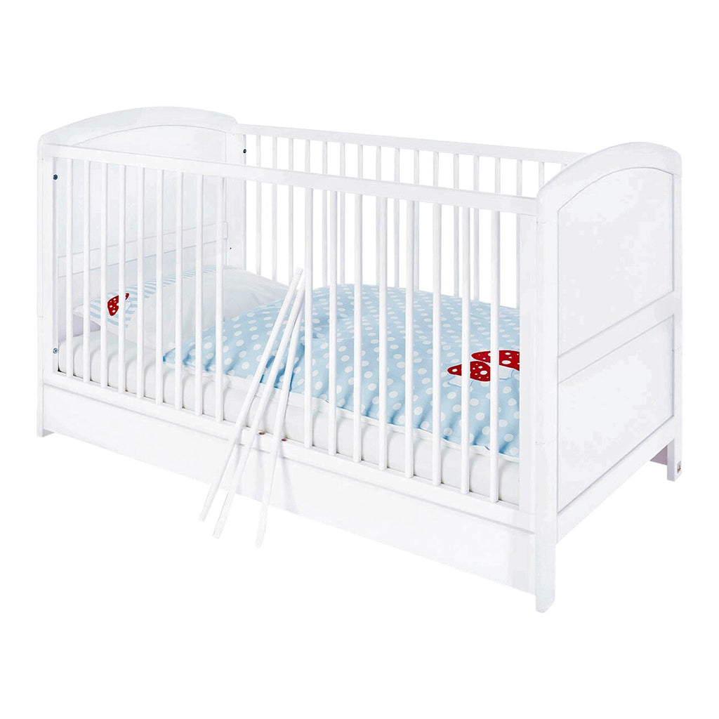 Babyseng og stellekommode Laura bred 2-delt sett i furu bakside