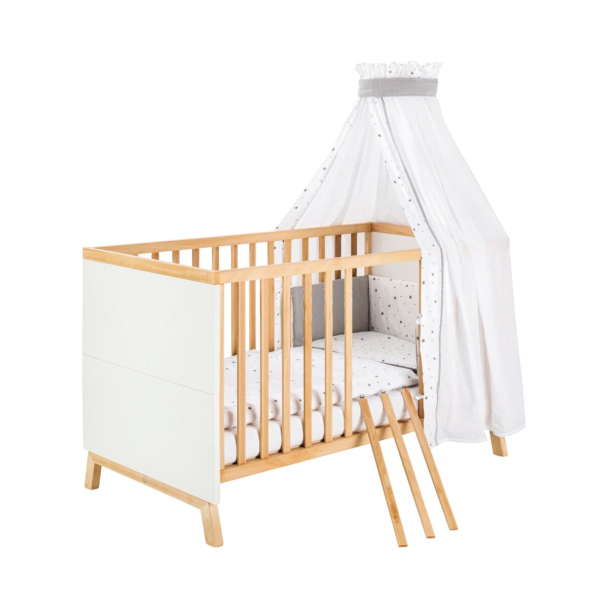 Babyseng og stellekommode Miami 70x140 cm montert i rom