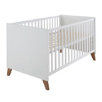 Babyseng og stellekommode Ole hvit/mørk eik, 70x140 cm - roba