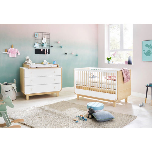 Babyseng og stellekommode Round bred 70x140 cm forfra