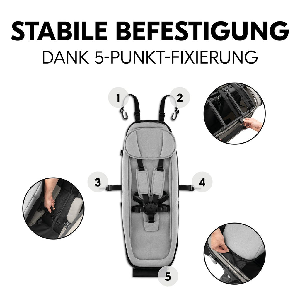 Babysete og nyfødtinnlegg Baby Lounger 2 fra 1 mnd, grå med justerbar sele