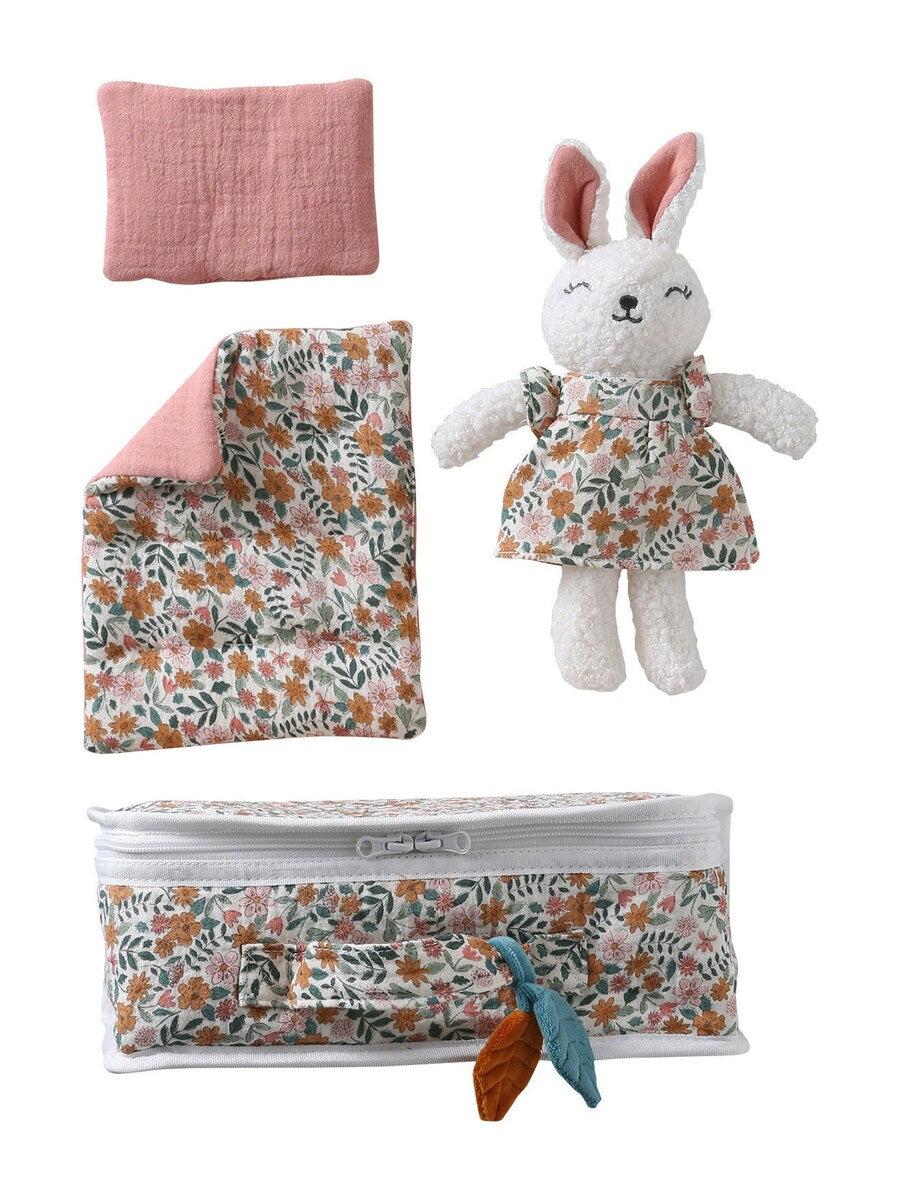 Forfra av Babysett kosebamse og koffert Retro Flower bomull