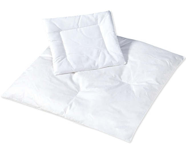 Babysteppdyne fjær og dun 80x80 cm helårs Nomite - Zöllner sett forfra