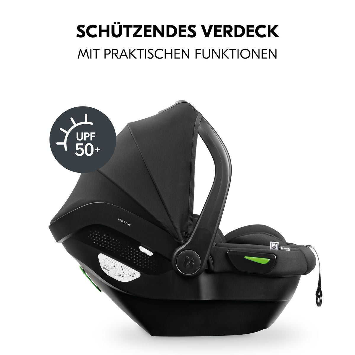 Babystol Drive N Care i-Size festet med bilbelte