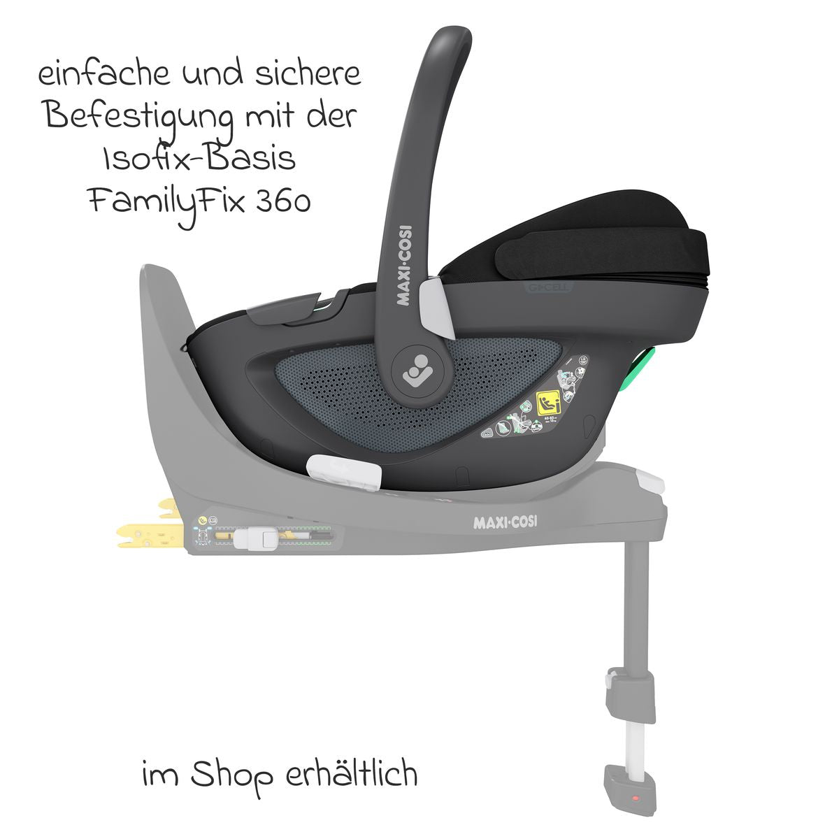 Nærbilde av justerbar hodepute på Babystol Pebble 360 i-Size dreibar