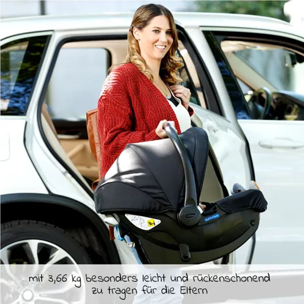 Babystol SnugEssentials i-Size 40-75 cm 3,66 kg svart montert i bil