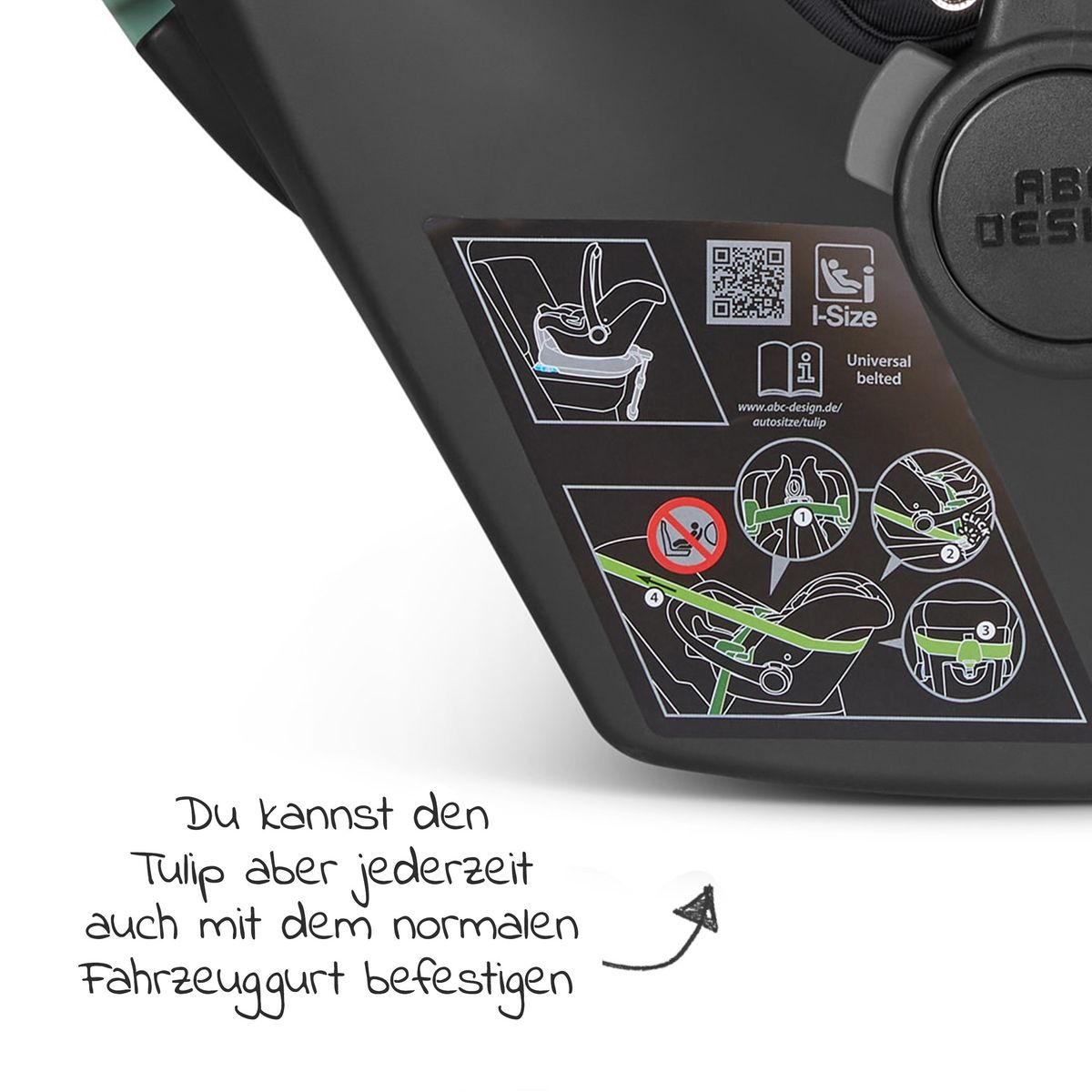 Babystol Tulip i-Size gruppe 0+ visning av ISOFIX-base