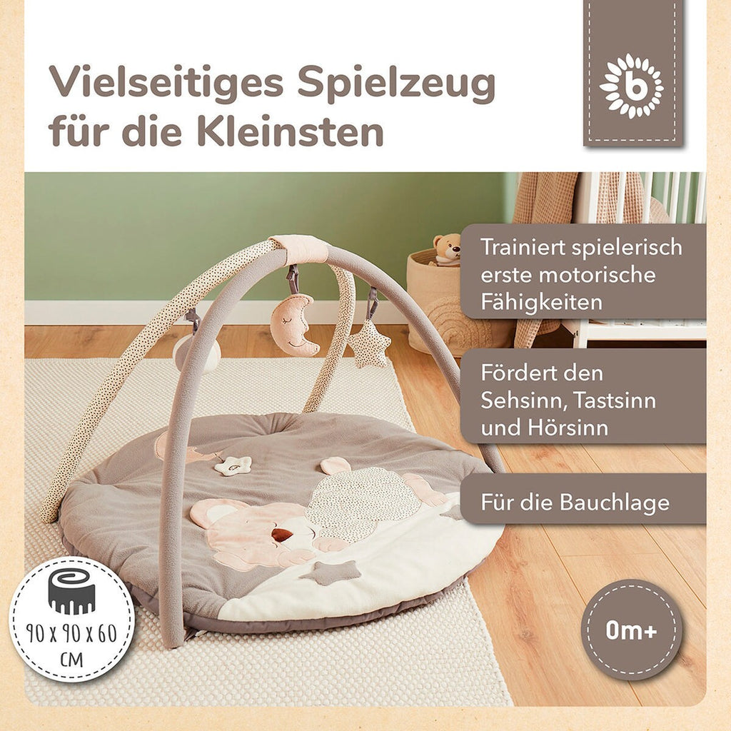 babyteppe med aktivitetsbue plysj 90x90 cm pakking