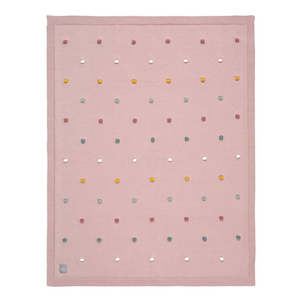 Babyteppe Dots finstrikk 80x110 cm økologisk bomull forfra