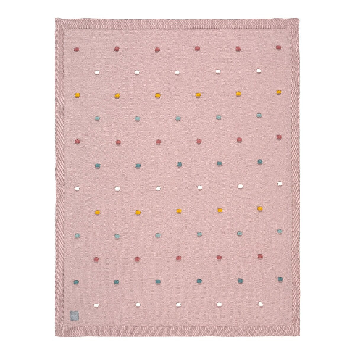 Babyteppe Dots finstrikk 80x110 cm økologisk bomull forfra
