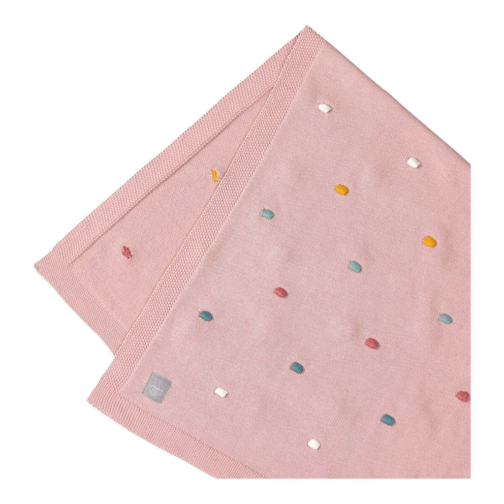 Babyteppe Dots finstrikk 80x110 cm økologisk bomull bakside