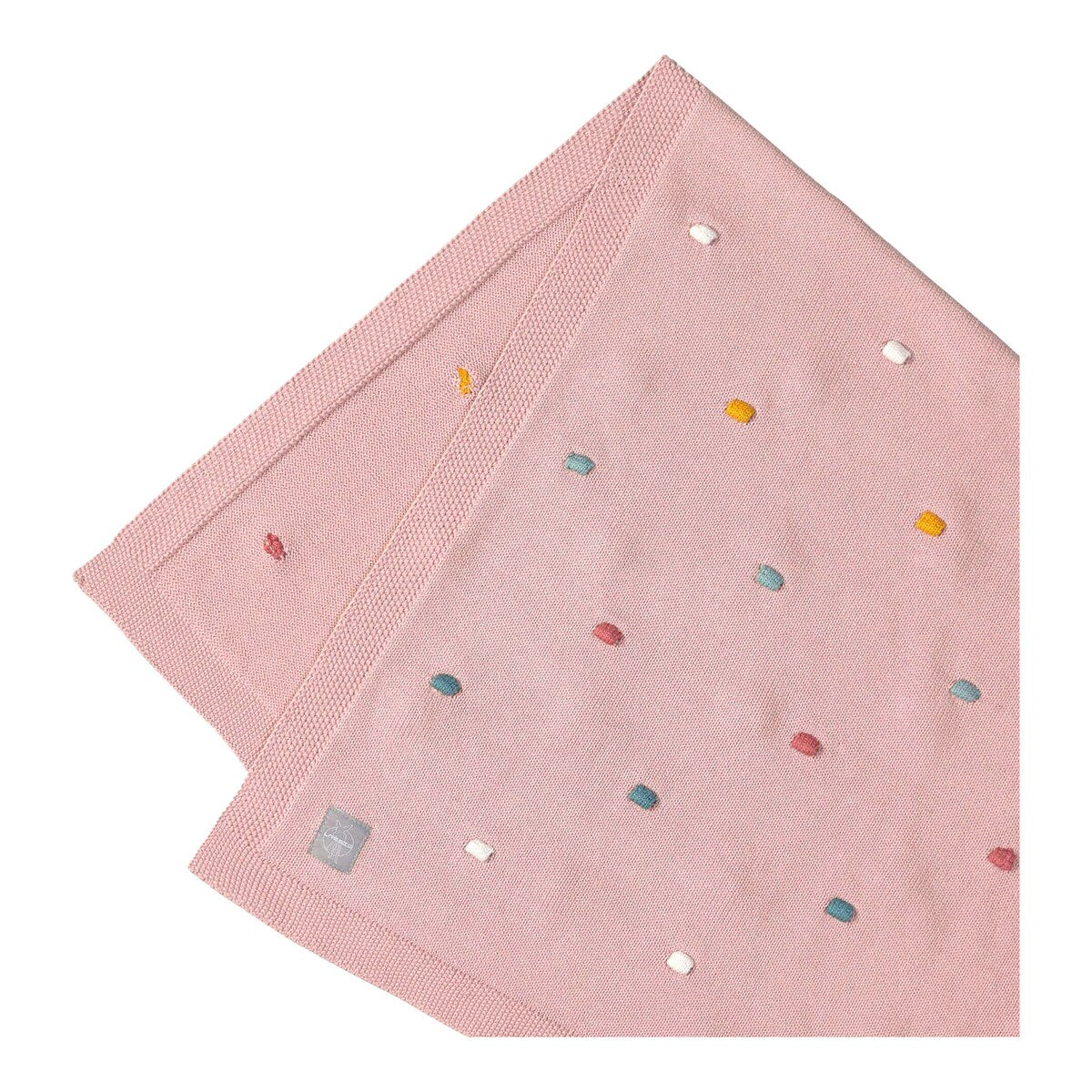 Babyteppe Dots finstrikk 80x110 cm økologisk bomull bakside