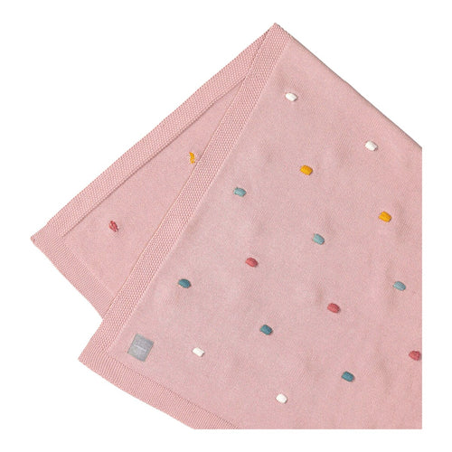 Babyteppe Dots finstrikk 80x110 cm økologisk bomull bakside