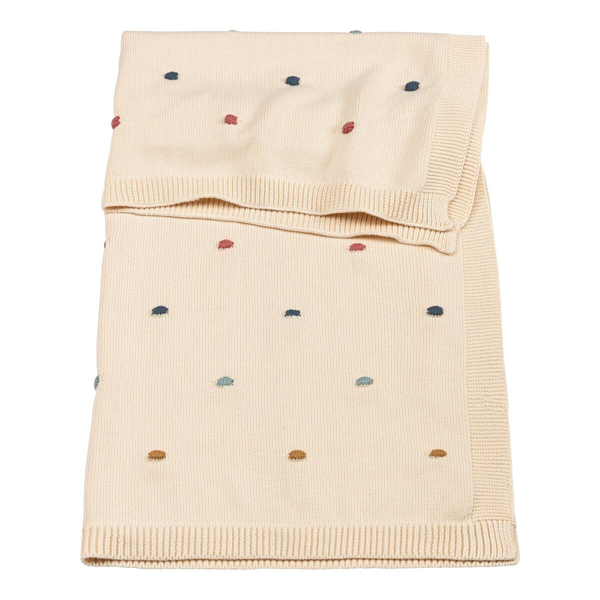 Babyteppe Dots strikket bomull 80x100 cm forfra