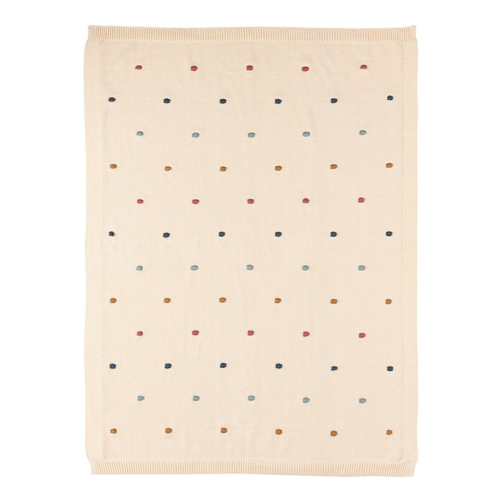 Babyteppe Dots strikket bomull 80x100 cm bakside