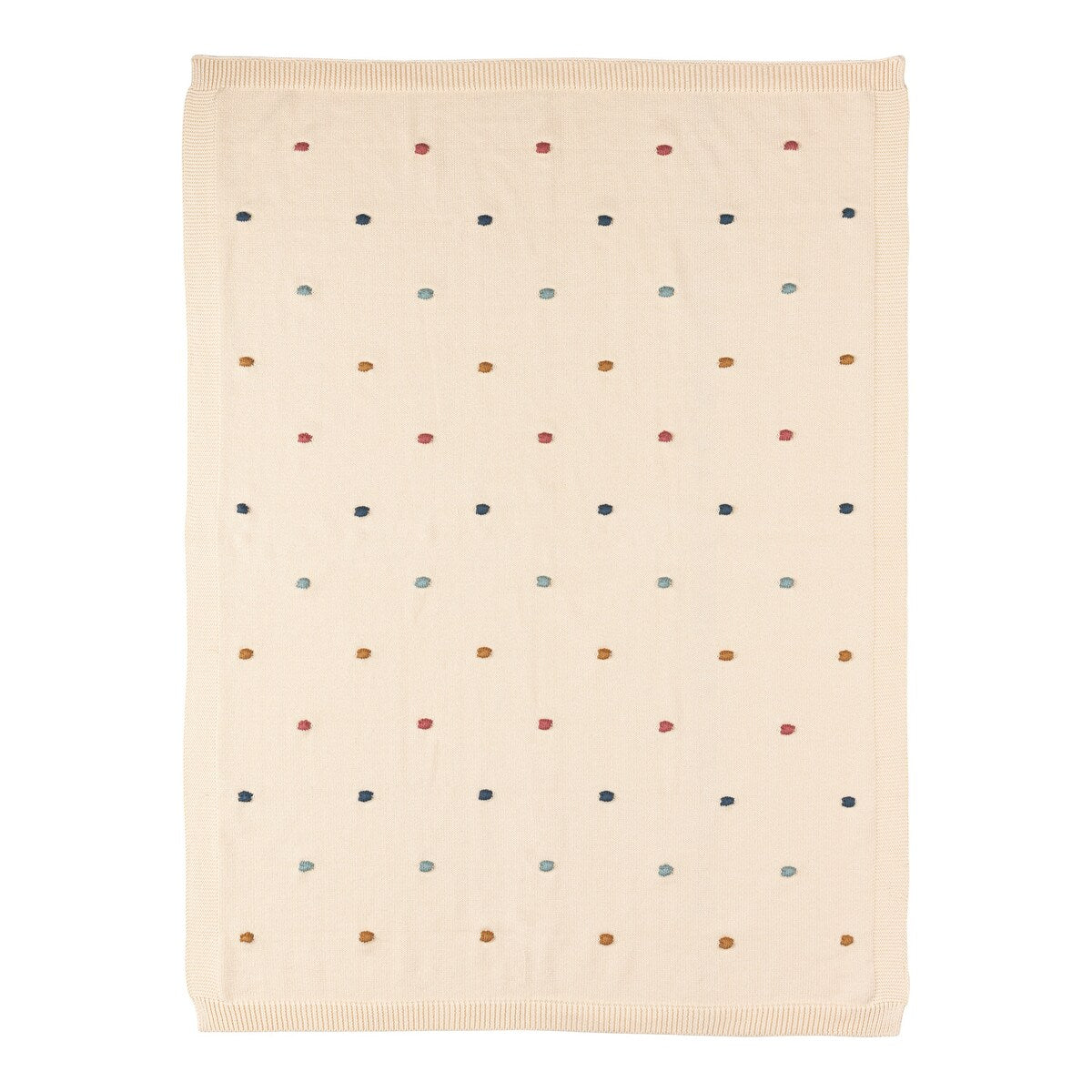 Babyteppe Dots strikket bomull 80x100 cm bakside