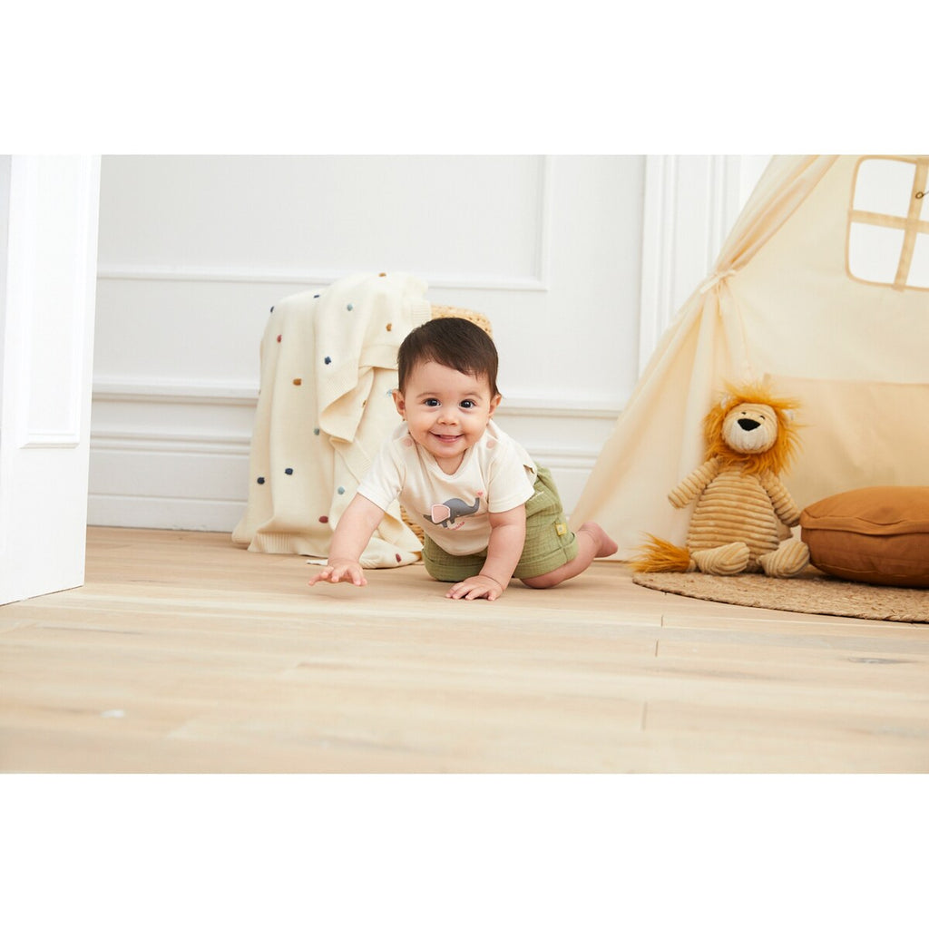 Babyteppe Dots strikket bomull 80x100 cm montert i barnets vogn