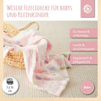 Babyteppe med elefanter fleece rosa bakside