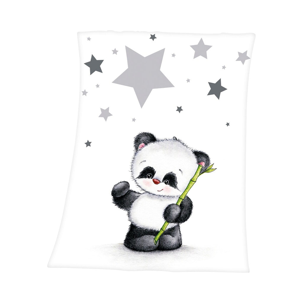 Babyteppe Fynn Panda mikrofiber 75 x 100 cm forfra med panda motiv