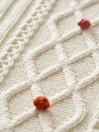 Babyteppe i strikk 75x100 cm bomull polyakryl detalj av pomponer