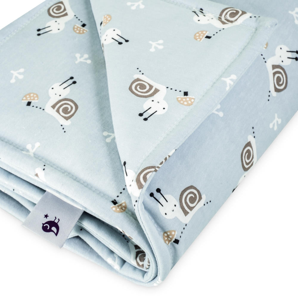babyteppe jersey fôret 70x100 cm sneglmotiv oeko-tex zoellner forfra