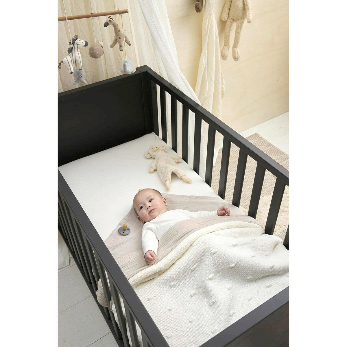 Pakket Babyteppe Knots Teddy strikk 75x100 cm Meyco Baby