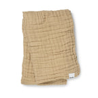 Babyteppe krøllet musselin 120x120 cm Pure Khaki bomull forfra