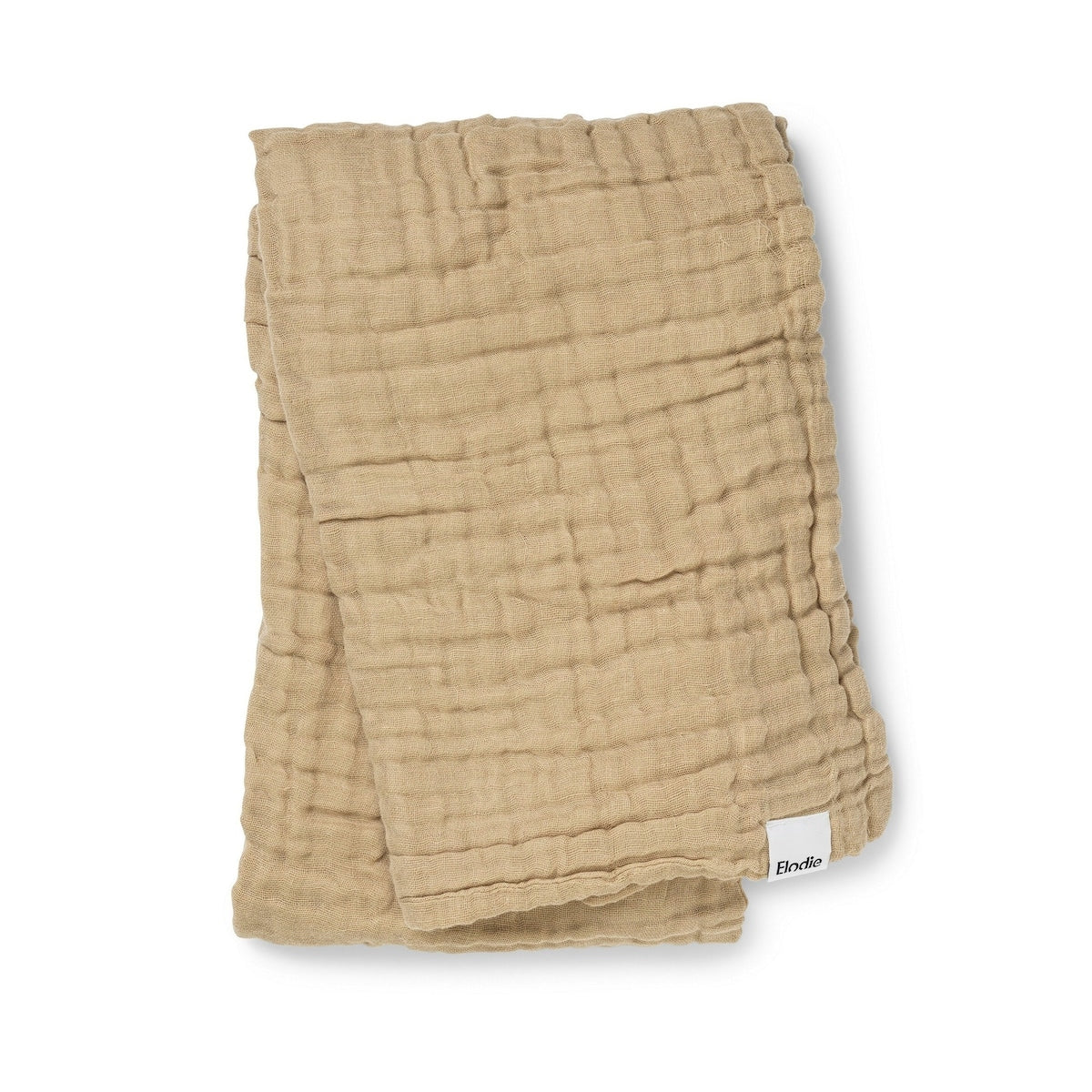 Babyteppe krøllet musselin 120x120 cm Pure Khaki bomull forfra