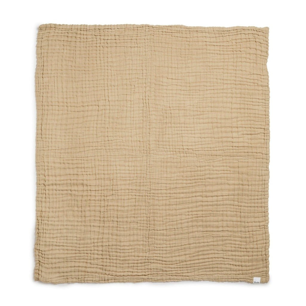 Babyteppe krøllet musselin 120x120 cm Pure Khaki bomull bakside