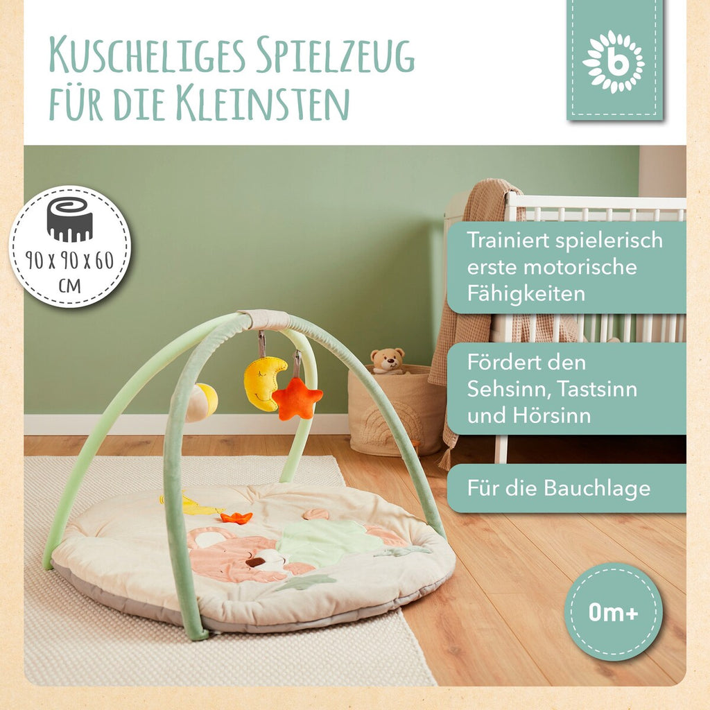 Babyteppe med aktivitetsbue bomull 90x90 cm fra Bieco forfra