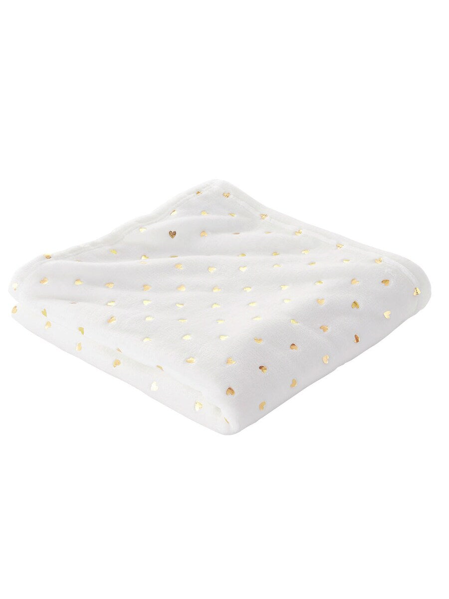 Babyteppe med gullhjerter 100x150 cm polyester Øko-Tex forfra