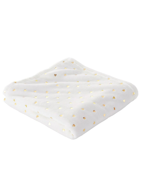 Babyteppe med gullhjerter 100x150 cm polyester Øko-Tex forfra