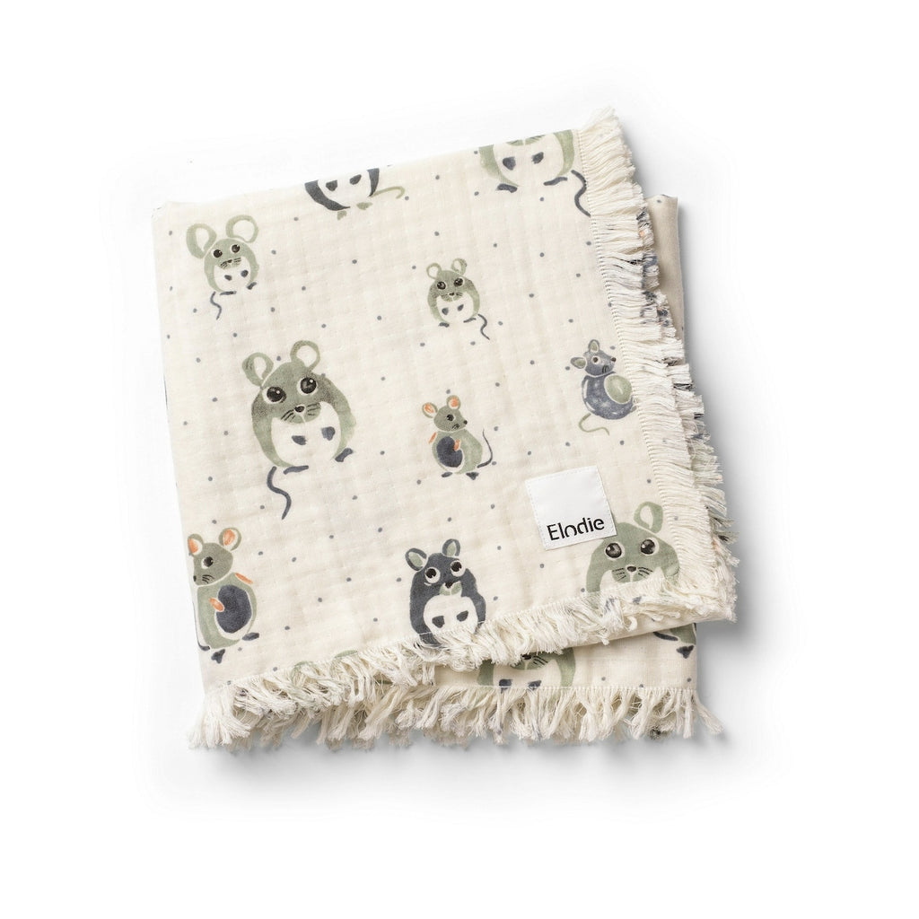 Babyteppe myk bomull 75x100 cm Forest Mouse Oeko-Tex forfra