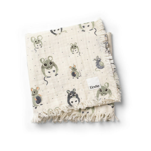 Babyteppe myk bomull 75x100 cm Forest Mouse Oeko-Tex forfra