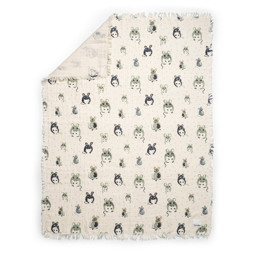 Babyteppe myk bomull 75x100 cm Forest Mouse Oeko-Tex bakside