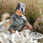 Babyteppe myk bomull 75x100 cm Forest Mouse Oeko-Tex fransedetalj