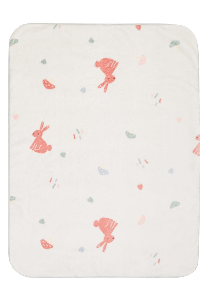 Babyteppe plysj Hanni 100x75 cm med kaninmotiv forfra