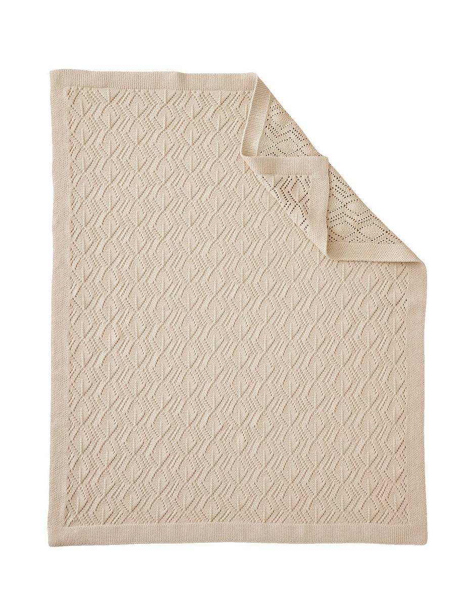 Bakside av Babyteppe med pointelle-mønster 75x100 cm økologisk bomull