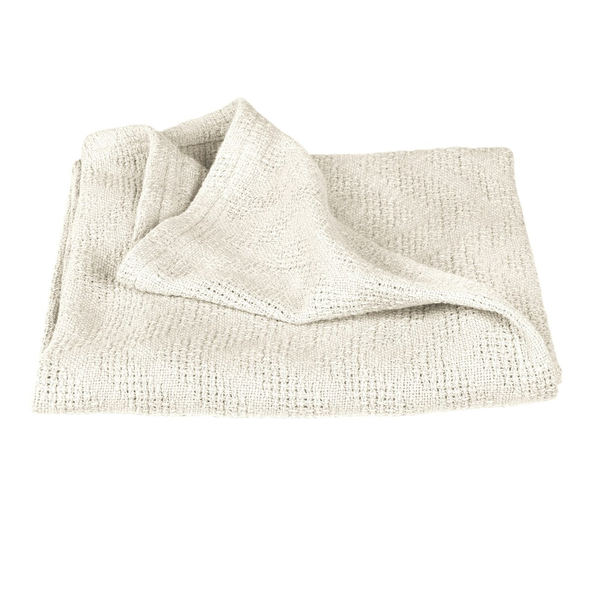 Babyteppe i strikkelook Seashells oyster 80x80 cm forfra
