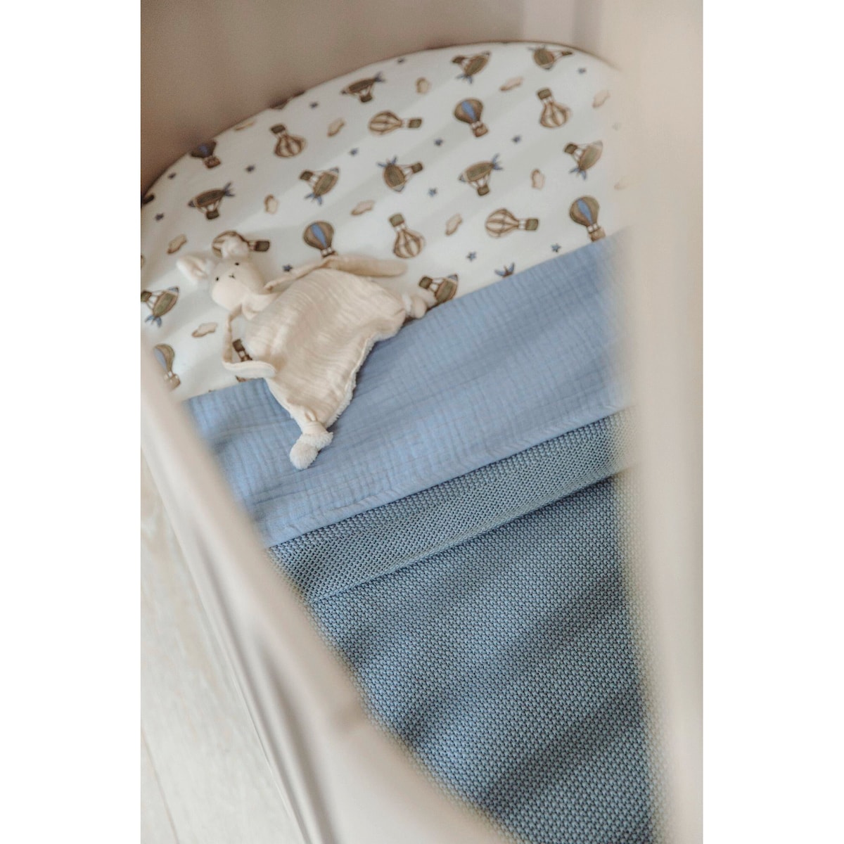 Babyteppe strikket bomull relieffmønster 75x100 cm pakket