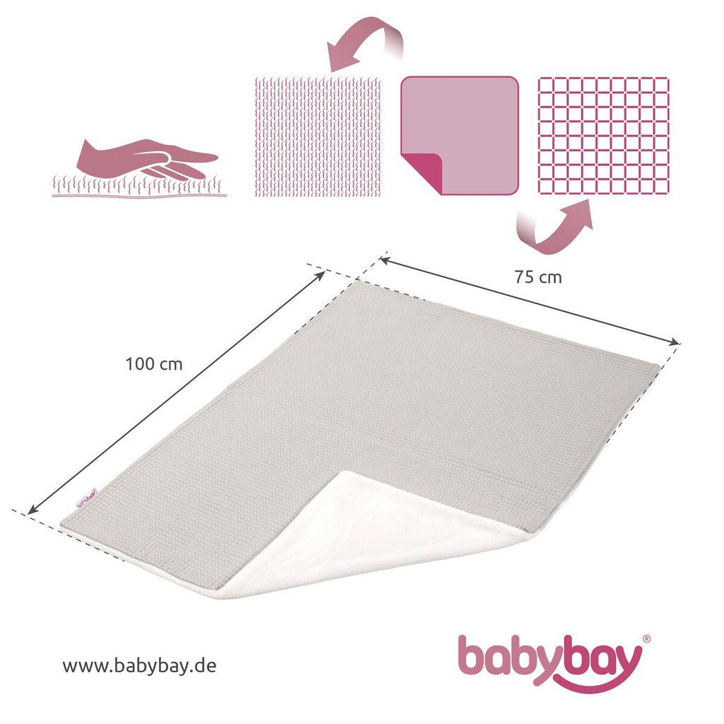 babyteppe vaffelpiqué og minky-fleece 75x100 cm dobbeltsidig visning
