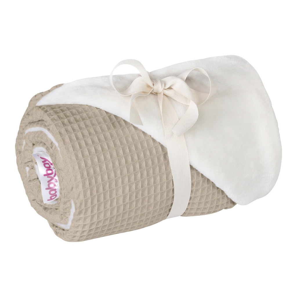babyteppe vaffelpiqué og minky-fleece 75x100 cm forfra