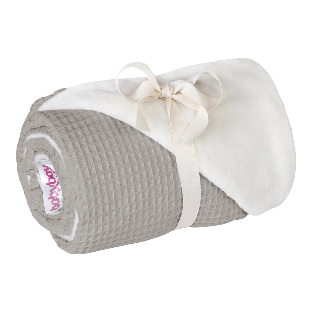babyteppe vaffelpiqué og minky-fleece 75x100 cm kantdetalj