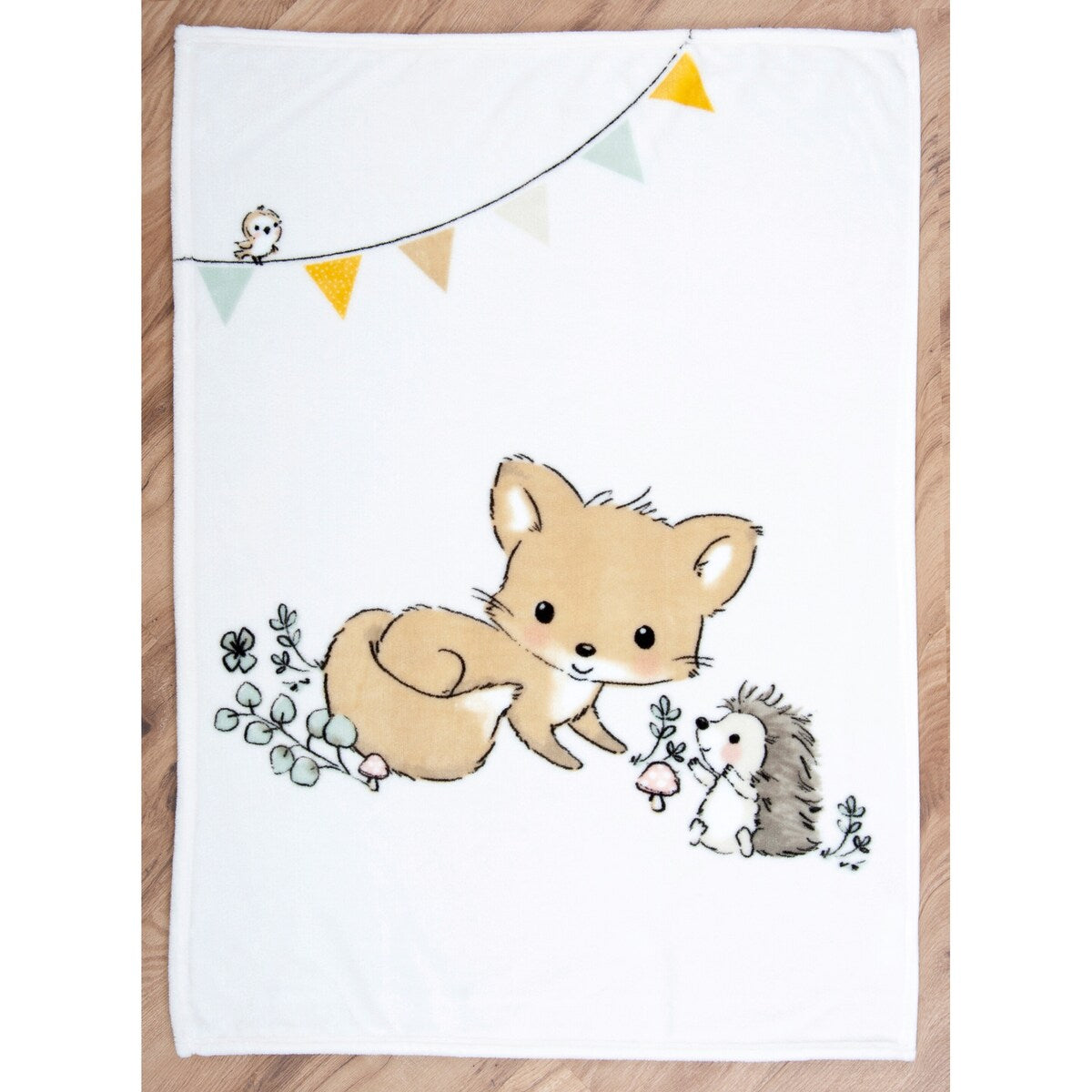 Babyteppe Waldfreunde 75x100 cm med dyremotiv bakside