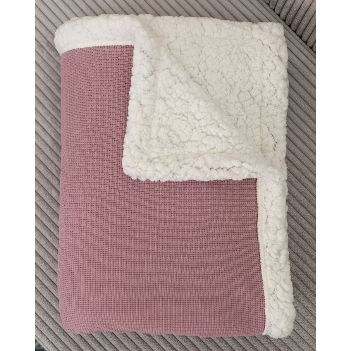 Babyteppe Winter Teddy 70x100 cm bomull og fleece montert i barnevogn